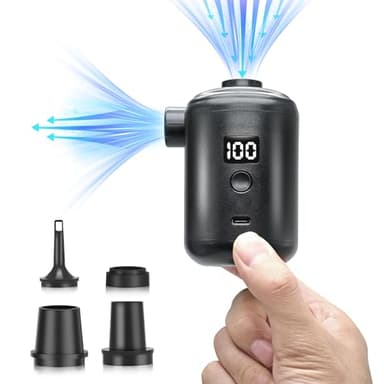 Pompe à Air éLectrique, 3600mah Pompe à Air Rechargeable USB, Mini Gonfleur éLectrique, 280L/min, avec Jeu De 4 Buses, Affichage NuméRique De La Batterie, Portable pour Matelas Gonflable, Camping