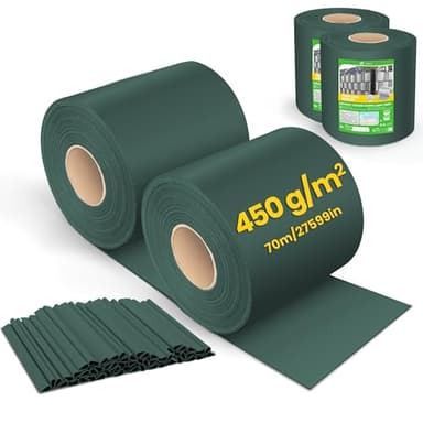 VOUNOT® Brise Vue Occultant Clôture en PVC 450 g/m² Protection Visuelle pour Jardin Lamelle Occultation 19 cm x 140 m avec 80 Clips de Fixation pour Panneau Grillagé Clôtures Rigides Vert