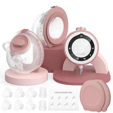Momcozy V1 Pro Tire Lait Electrique - Forte puissance d'aspiration, Double pompe à lait portable mains libres avec 3 modes d'aspiration finement réglés & 15 niveaux, Pompe à lait électrique avec Rouge