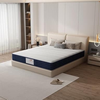 TEENO Matelas à Ressorts 140x200, 22 cm d'épaisseur, Mousse à mémoire de Forme, 7 Zones de Confort, résistant et Durable, Support à Haute résilience, Respirant (Épaisseur 22, Matelas-140x200cm)