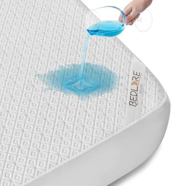 BEDLORE Protège Matelas 140x200 cm, Imperméable Housse Protection Matelas Bonnet 30 cm avec Élasticité Tout Autour, Alèse Souple et Respirant Drap Housse, Certifié Oeko-TEX, Protege-Matelas Blanc