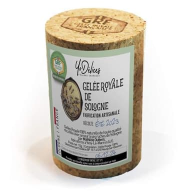 Gelée Royale Française Certifiée GRF Unique Label français Qualité Totale, 100% Naturelle ni transformée ni congelée, pot 10g, de M.Outters Apicultrice de Sologne, Sélection YoDélices, l'Excellence