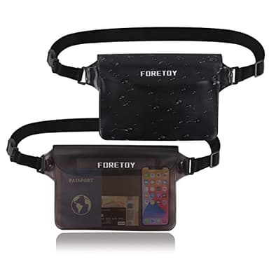 FORETOY Pochette Etanche 2Pcs, Sac Etanche avec Sangle Réglable, Pochette Étanche Impermeable 100% Super Léger Protège Telephone Portable Plage Accessoire pour Nage Pêche Kayak Natation Rafting Surf
