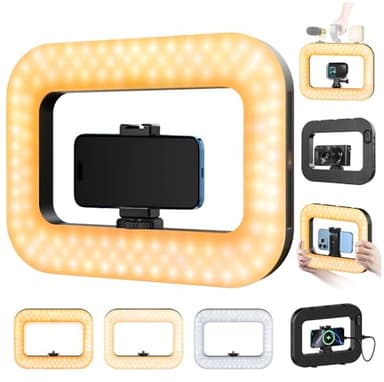 yAyusi Lampe de Téléphone pour Vidéo, Stabilisateur de Téléphone Portable avec Eclairage, Anneau Lumineux LED 8000mAh pour Selfie avec Support, Support Vidéo pour Smartphone/Caméra Action/Vlog/TikTok