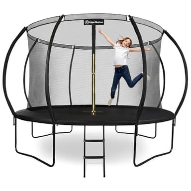 Hypermotion Trampoline Exterieur Enfant 3 Ans 244/305/366/430/487 cm Séchage Rapide et Déperlant – Excellente Élasticité de Saut – Trampoline de Jardin avec Filet de Sécurité