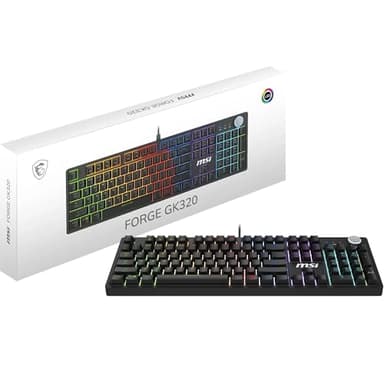 MSI Forge GK320 FR Clavier Gaming Mécanique - AZERTY, Disposition FR, switches Red (Linéaires) interchangeables, Couvercle magnétique, Touches ergonomiques, LED RGB, USB 2.0 - Pleine Taille