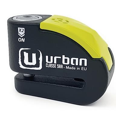 URBAN UR10 Antivol Moto Homologué SRA, Bloque Disque avec Alarme Intelligente | 120dB, LED, Warning, Sensibilité A+, X2 ON | Serrure Haute Sécurité, Bloc Double Verrouillage ø10mm, Acier Endurci
