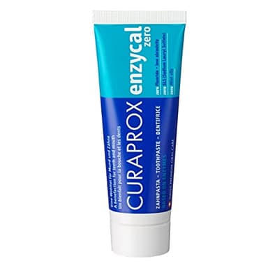Curaprox Dentifrice Enzycal Zero-Dentifrice sans Fluor avec Enzymes pour Dents Sensibles/Doux, Sans Menthe, Adapté aux Traitements Homéopathiques/Sans SLS, 75ml / Fabriqué en Suisse