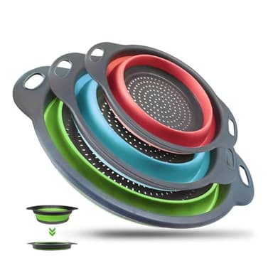 Lot de 3 passoires de cuisine pliantes, passoire à pâtes pliable, ustensiles de cuisine pour égoutter les pâtes, légumes, fruits, 3 couleurs