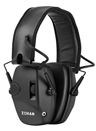 ZOHAN 054 Casque Anti Bruit de Tir Electronique Coussinets d'oreille Remplaçable, SNR 27dB, NRR 22dB, Réducteur de Bruit Reglable, Protection Auditive de Chasse Amplificateur Sonore, Noir