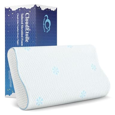 CloudÉtoile Oreiller Ergonomique Cervical Coussin - Orthopédique Oreiller à Mémoire de Forme Confort pour la Nuque, Réglable Coussin Memory Foam pour Dormir 60x35x10-12 cm