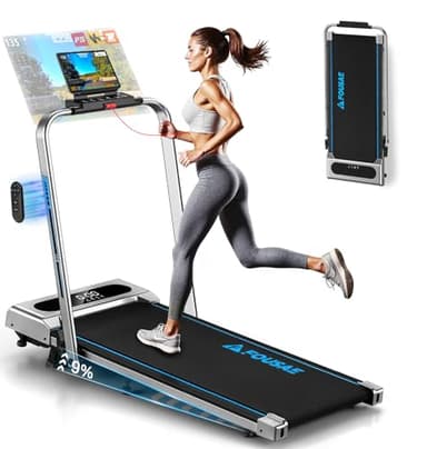 Tapis de Course, FOUSAE Tapis de Marche Pliable avec 12 Programmes HIIT Prédéfinis, Inclinable 9%, 12 KM/H, Moteur Silencieux 2,75 CV, APP & Télécommande, Charge Max 158kg pour Maison & Bureau