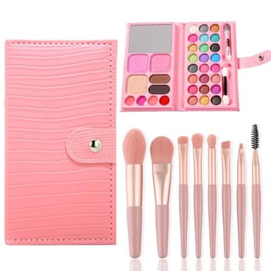 AYNKH Ensemble de Maquillage pour Filles, 33 Couleurs, Jouets de Maquillage pour Enfants, cosmétiques Non Toxiques pour Enfants avec 8 pinceaux lavables, Performance scénique, Halloween, fête