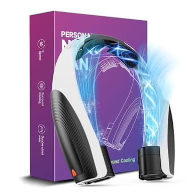 AI Ventilateur de cou portable avec 6 vitesses puissantes, ventilateur personnel ultra silencieux à piles 8000 mAh, ventilateur de cou mains libres à 360°, rotatif, ventilateur personnel ultra