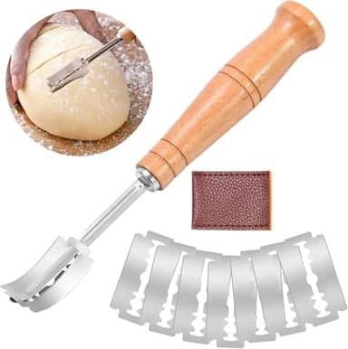 ZITFRI 10 Pcs Lame Boulanger - Couteau de Boulanger Grignette Lame a Pain Porte pour Grigner Pâte Graver Pain Cuisine Accessoire de Boulangerie