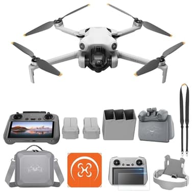 DJI Mini 4 Pro Fly More Combo (télécommande à écran DJI RC 2) avec accessoires polyvalents, mini-drone pliable avec caméra 4K, moins de 249g, 2 batteries supplémentaires, 102 minutes de vol, classe-C0