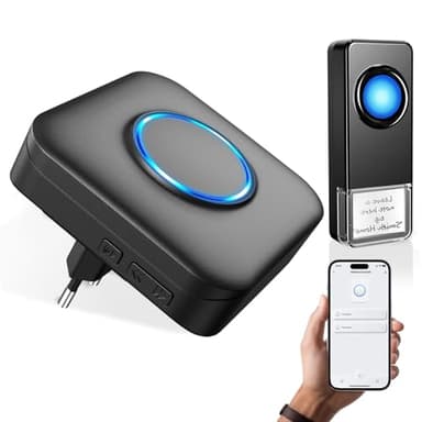 WiFi Sonnette sans Fil Exterieur Etanche, Compatible avec l'Application Smartphone, Sonnette Connectée 0-110dB 32 Mélodies, Doorbell avec Notification à Distance, Sonnette Extérieure avec Flash LED
