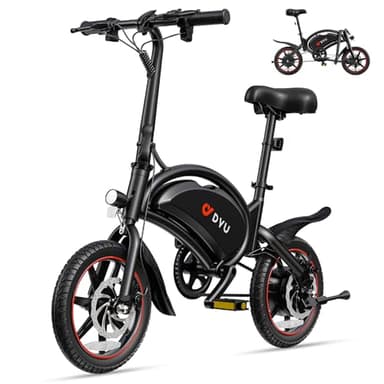 DYU D3S Vélo électrique Pliant 14" - Vitesse maximale de 25 km/h, portée de 40 km, Freins à Disque - Pliable - pour Adolescents et Adultes - Noir