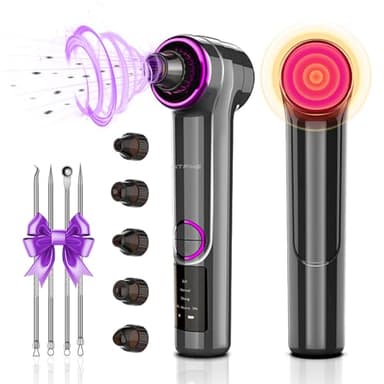 BENTFINE Suctionneur de points noirs 2 en 1 pour éliminer les points noirs électrique, nettoyeur de pores avec mode chauffage, aspirateur points noirs extracteur de points noirs (gris)