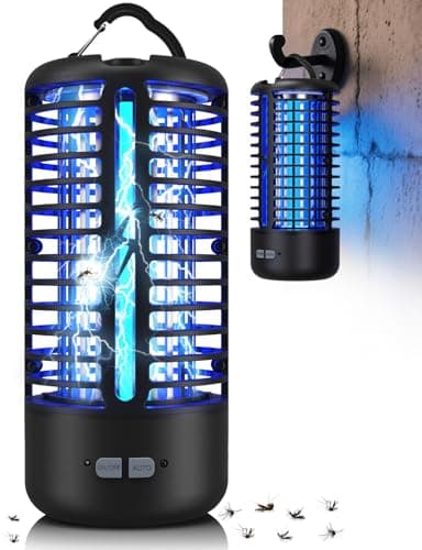 Dnenellr Lampe Anti Moustique, Tueur de Moustiques Électrique à 3000V, Lampe Anti Mouche Rechargeable USB UV LED, Résistante à l'eau IPX4, pour Intérieur et Extérieur (Noir)