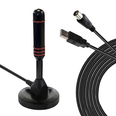 HD-Line & Leyf HD-980T Antenne TV İntérieur Puissante, High Gain VHF-UVF-FM DVB-T2 Décodeur TNT HD Terrestre/Antenne à Base magnétique Portable pour Une réception puissante du Signal TV, 3m Câble