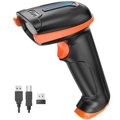 Tera Lecteur de Codes-Barres sans Fil et Filaire avec Indicateur de Niveau de Batterie Scanner de Codes-Barres Imprimés Numériques 1D 2D QR Douchette Portable Plug and Play, Modèle D5100