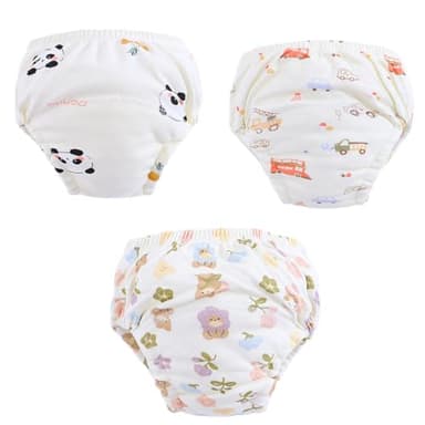 Lot de 3 Culotte d'apprentissage pour Garcon Fille, Slip d'Apprentissage Propreté Coton, Culottes d'Apprentissage Imperméables Réutilisables et Lavable, Convient aux bébés pesant entre 12 et 16 kg