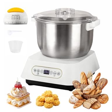 YUZINO Pétrin à pâte en acier inoxydable 7 L Grand volume avec fonction de fermentation thermostatique (25-38 °C), pétrisseur automatique avec lame de coupe pour la cuisson à la maison