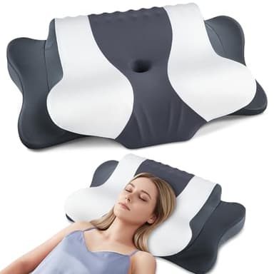 DONAMA Oreiller Ergonomique Cervical,Oreiller Mémoire de Forme pour Dorment sur Le Côté, sur Le Dos ou sur Le Ventre,Coussin avec Taie d'oreiller