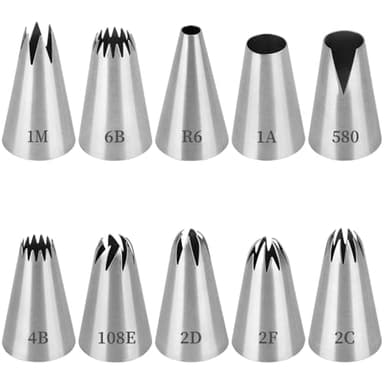 Bomtop 10 PCS Grosse Douille Patisserie, Douille Patisserie Professionnelle Embout Poche a Douille Patisserie Douille Cannelée, Décorer Gâteaux Cupcakes Compatible Avec Poche à Douille Patisserie