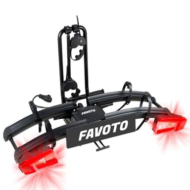 Favoto Porte‑Vélo Attelage pour 2 E-Bike - Support Vélo Pliable Rabattable Charge 60kg Compatible Roues 20–29" Montage Rapide Structure Alliage d'aluminium pour Voiture