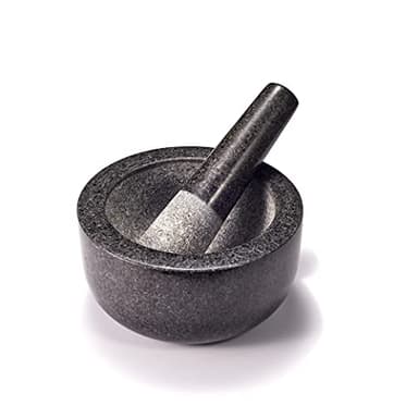 Supremery Ensemble XXL comprenant un mortier et un pilon en granit - Grand mortier en pierre pour épices, pesto, herbes - Pilon avec maillet - Ø 16 cm
