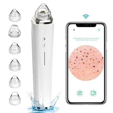 Aspirateur Point Noir, prabensei Nettoyant Pour Pores Du Visage Visible WIFI Amélioré Avec Caméra à Boutons Avec 6 Têtes d'aspiration Outil d'aspiration électrique Rechargeable