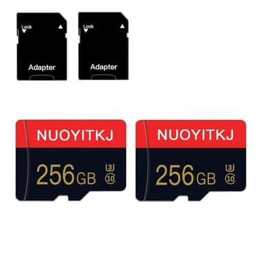 Lot de 2 cartes mémoire Micro Memory 256 Go Classe 10 TF avec adaptateur High Speed pour tablette, appareil photo, drone