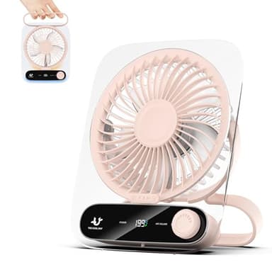 Simpeak Ventilateur USB Silencieux 199 Vitesses Réglables Mini Ventilateur Portable Suspendu Ultra-Mince Bureau pour Maison, Bureau, Extérieur - 3000mAh Rechargeable,Rose