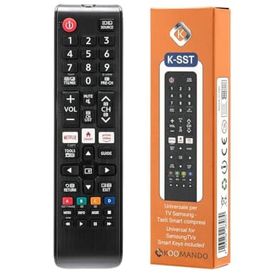 Koomando Télécommande Universelle Compatible avec Samsung TV LCD LED QLED UHD 4K 8K HDR Curved, série AA59 BN59, prête à l’Emploi sans Programmation, Touches Netflix Prime Video, Compatible Smart TV
