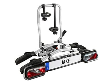 EUFAB Porte-vélos 11510 JAKE, adapté aux vélos électriques, partiellement préassemblé, extensible, protection antivol, pour 2 vélos, pour attelage de remorque
