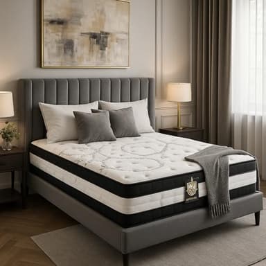 SAMPUR Matelas Excelsior : Mémoire de Forme & Ressorts ensachés | Antidouleur Articulation | 30 cm d'épaisseur (200x200 cm)