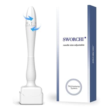 Derma Stamp Adjustable Dermastamp 0-3mm SWORCHI 140 Pointes en Titane Microneedle Dermapen Professionnel Microneedling Stamp Derma Roller pour Cheveux Barbe Visage micro aiguille