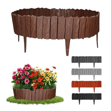 GARDENIX Bordure de parterres Aspect Bois - 2,3 m - Bordure de pelouse - Bordure de Jardin (Marron)
