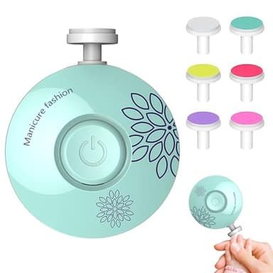 zoerbufan Lime à Ongles Électrique pour Bébé, Coupe Ongle Bebe avec 6 Têtes de Ponçage pour Enfant et Adulte, Outil de Manucure, Têtes de Meulage Remplaçables (Vert)