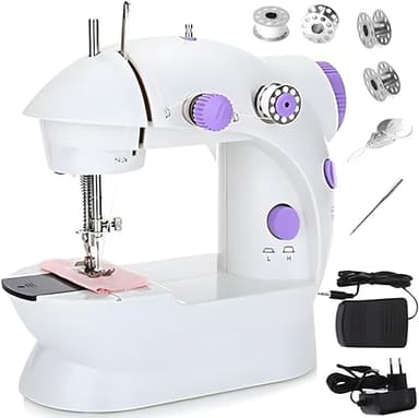 Retoo Mini Machine À Coudre Portable, Facile À Utiliser Et Pratique, Rétroéclairage LED, Deux Vitesses De Couture, Pieds Antidérapants, Machine À Coudre Domestique Pour Débutants, Blanc