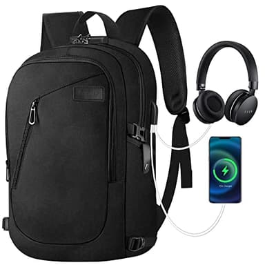 Sac à dos pour ordinateur portable, sac à dos pour ordinateur portable antivol imperméable avec port USB, sac à dos homme du travail, affaires, voyage, noir, 2 tailles différentes disponibles, noir