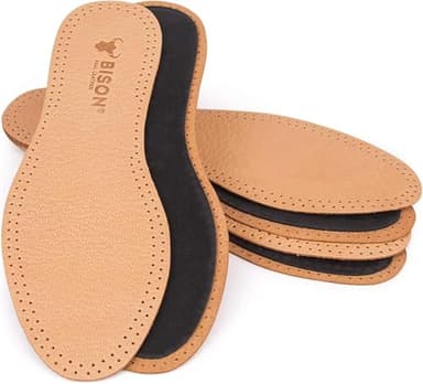 BISON Semelles Chaussures Confort 3 Paires - Semelle Cuir - Semelle anti Odeur et Transpiration pour Homme et Femme (41, Beige)