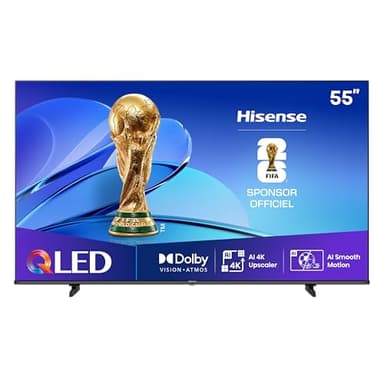 Hisense Smart TV 55 Pouces 55E7Q QLED 4K UHD Téléviseur, Dolby Vision Atmos, Mode Sport IA MEMC, HDR, VIDAA avec Youtube, Netflix, Disney+, Canal +, Commande vocale Alexa