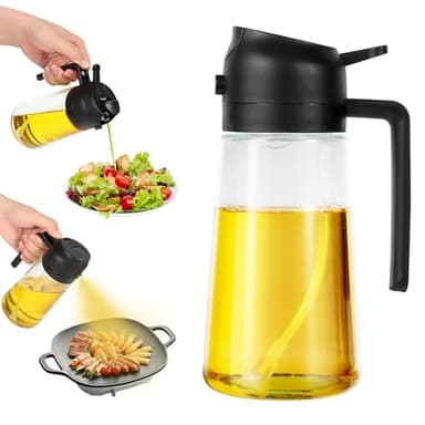 Blendura Spray Huile Cuisine, Vaporisateur Huile 2 en 1 Pulverisateur Huile Cuisine 470 ml Air Fryer pour Cuisiner, Griller, Salade, Cuisine, Pâtisserie