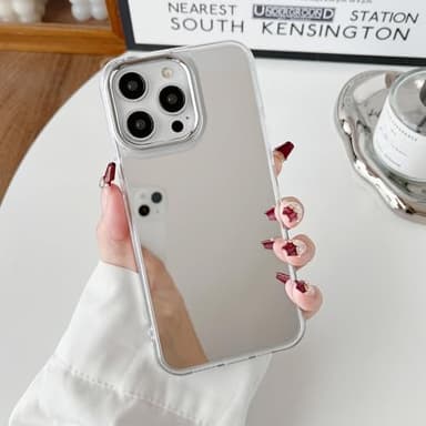 ZTOFERA Coque pour iPhone 15 Pro Max, Etui Miroir de Luxe Clair Brillant Souple TPU et Rigide PC Mince, Objectif de Caméra Complet de Protection Anti-Rayure pour iPhone 15 Pro Max 6,7" - Transparent