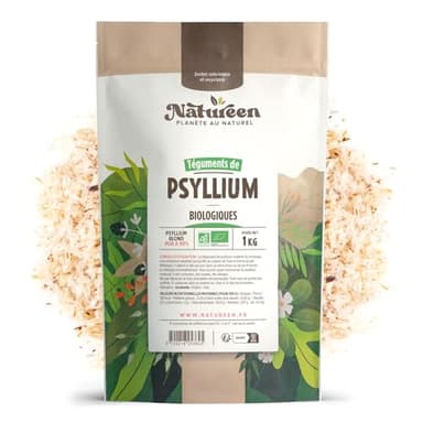 Psyllium Bio Blond - 1kg - (Téguments) - 99% de pureté - Riche en Fibre