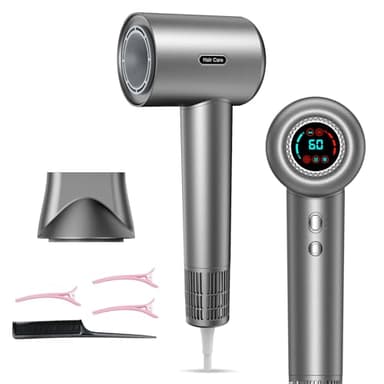 PKBD Seche cheveux ionique avec écran LED, moteur 110 000 tr/min, 4 températures, 500 millions d’ions pour séchage rapide sans frisottis – sèche cheveux professionnel léger pour maison et voyage