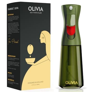 FLAIROSOL OLIVIA Vaporisateur d'Huile en Verre 200ml - Technologie de Pulvérisation Continue avec Contrôle des Portions - Polyvalent pour Cuisine, Salades, Barbecues, Vuisson, etc. (Vert)
